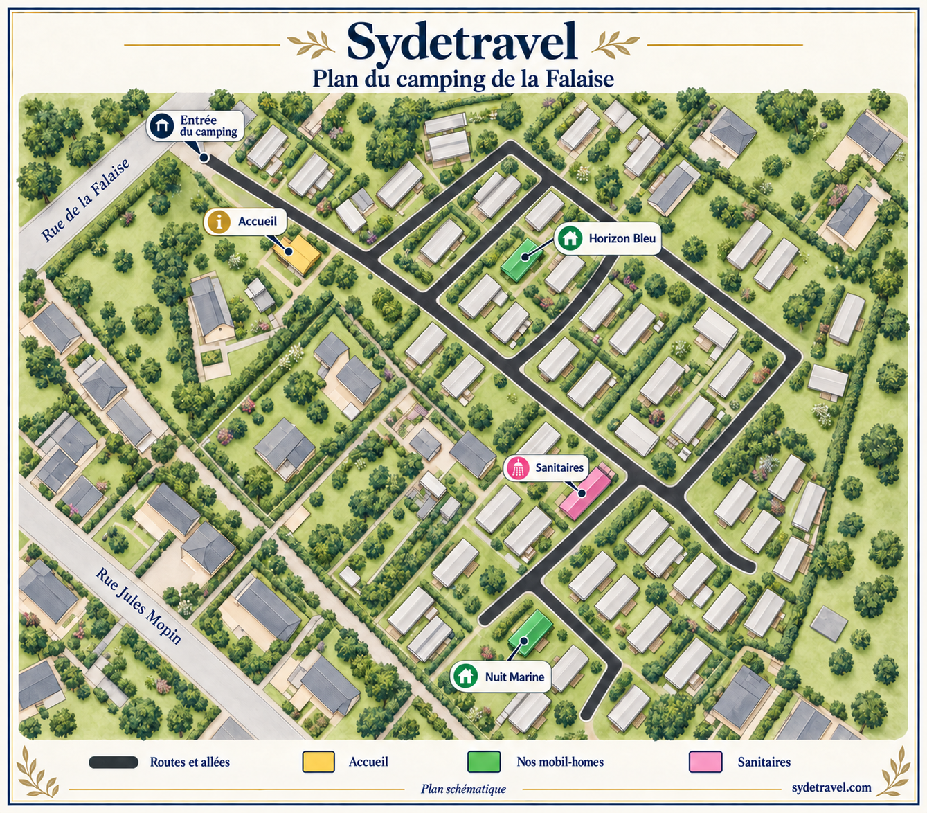 Plan du camping de la Falaise - Sydetravel
